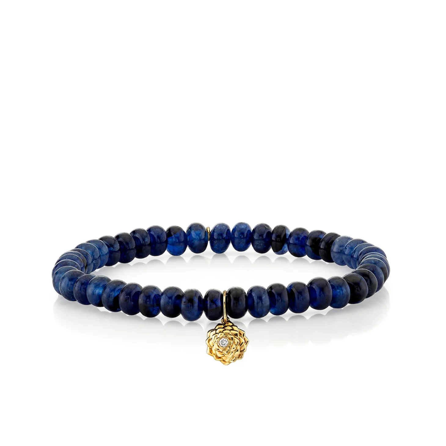 Gold & Diamond Camellia on Sapphire