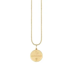 Gold & Diamond Capricorn Zodiac Medallion