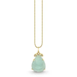 Gold & Diamond Carved Buddha Charm