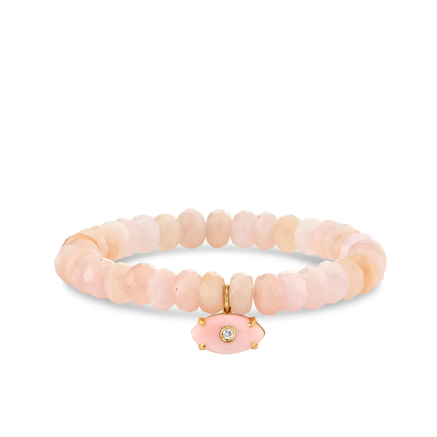 Gold & Diamond Carved Pink Opal Eye on Morganite
