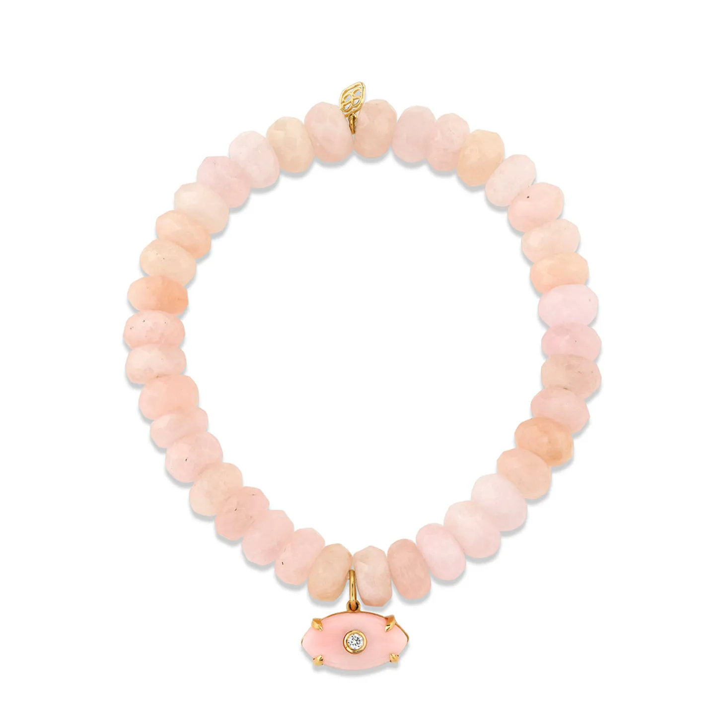 Gold & Diamond Carved Pink Opal Eye on Morganite