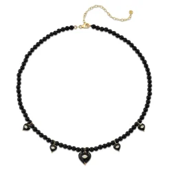 Gold & Diamond Carved Stone Heart Onyx Necklace