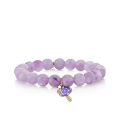 Gold & Diamond Celestial Enamel Mushroom on Lavender Amethyst