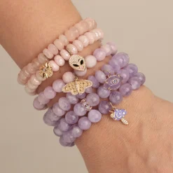 Gold & Diamond Celestial Enamel Mushroom on Lavender Amethyst