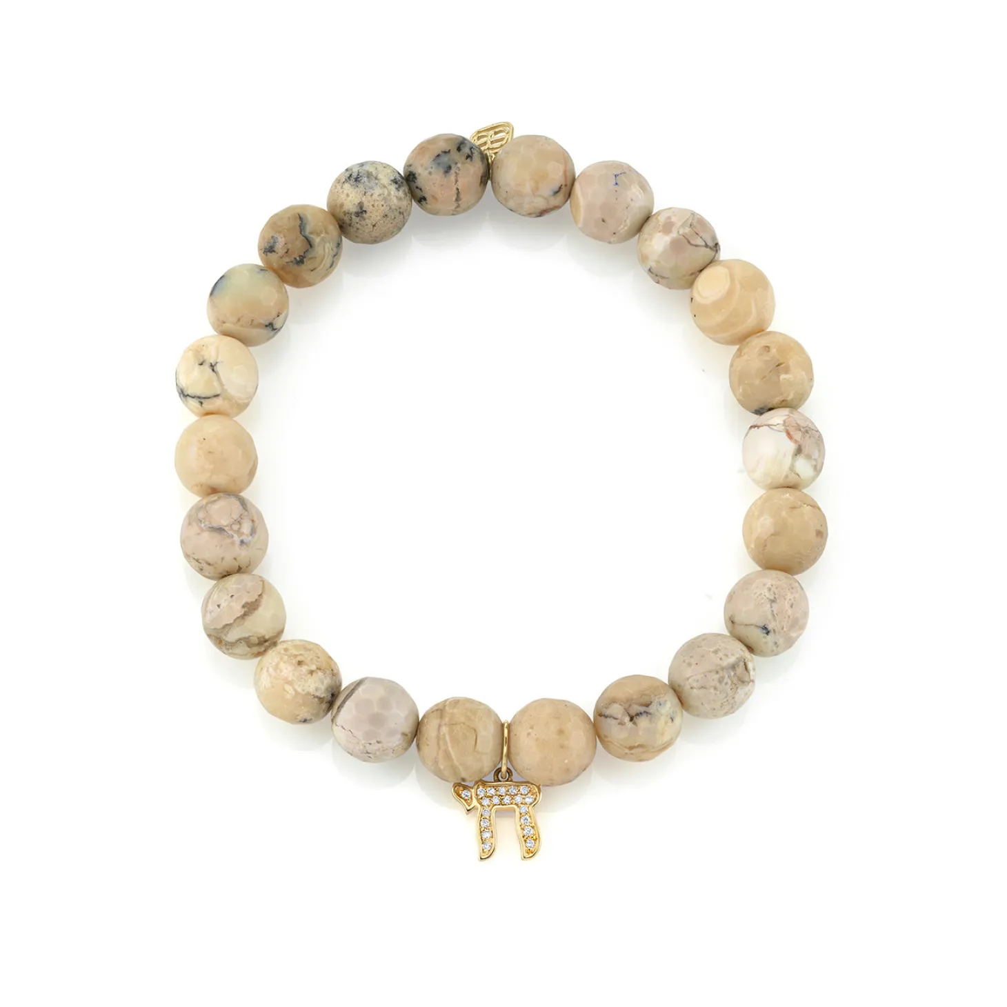 Gold & Diamond Chai Charm on African Opal