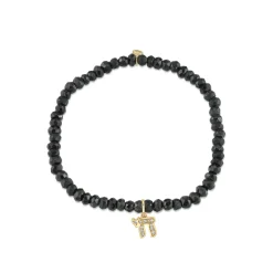 Gold & Diamond Chai on Black Spinel