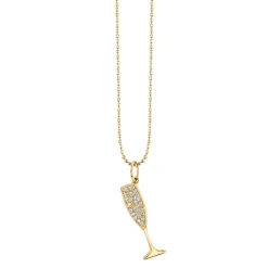 Gold & Diamond Champagne Glass Charm