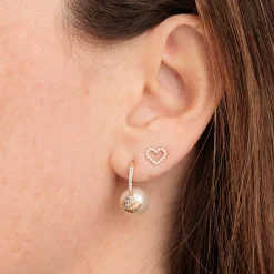Gold & Diamond Clam Shell Pearl Earrings