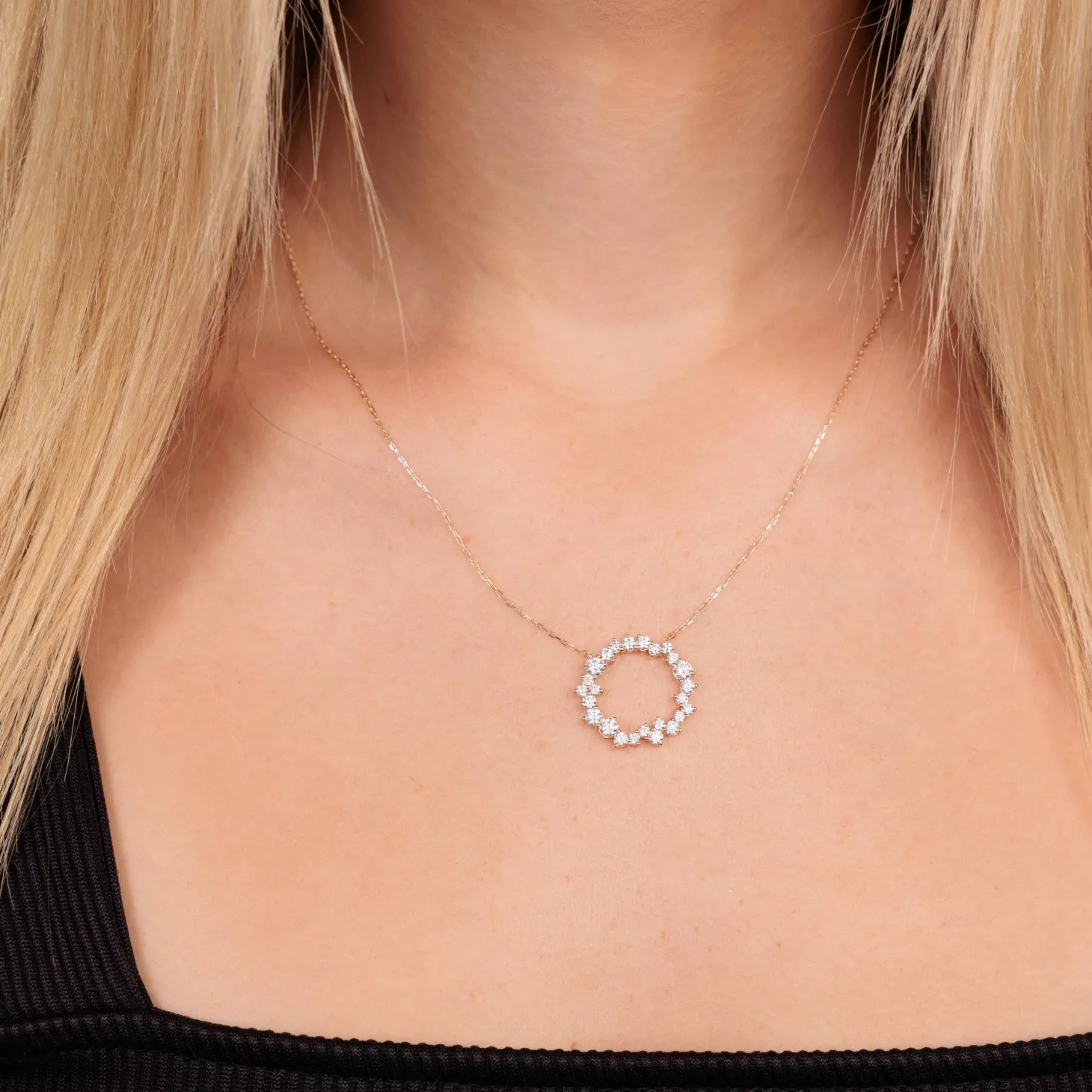 Gold & Diamond Cocktail Circle Necklace