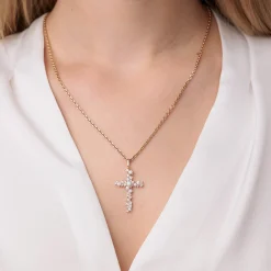 Gold & Diamond Cocktail Cross Charm