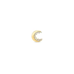 Gold & Diamond Cocktail Crescent Moon Stud