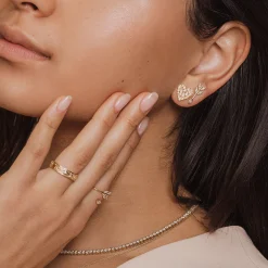 Gold & Diamond Cocktail Heart Stud