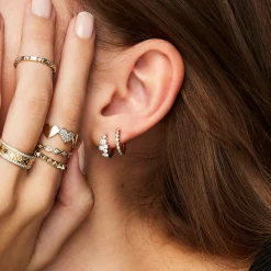Gold & Diamond Cocktail Huggie Hoops