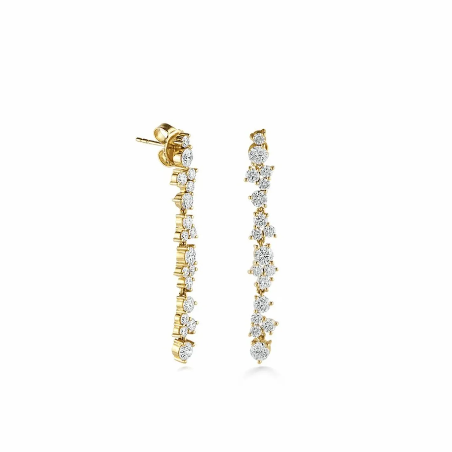 Gold & Diamond Cocktail Linear Earrings
