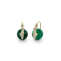 Gold & Diamond Cocktail Malachite Earrings