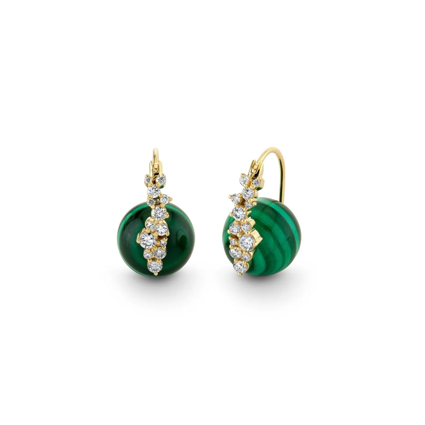 Gold & Diamond Cocktail Malachite Earrings