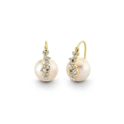 Gold & Diamond Cocktail Pearl Earrings