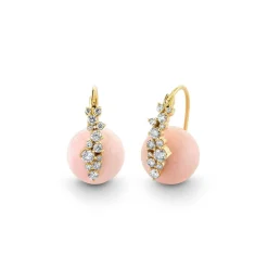 Gold & Diamond Cocktail Pink Opal Earrings