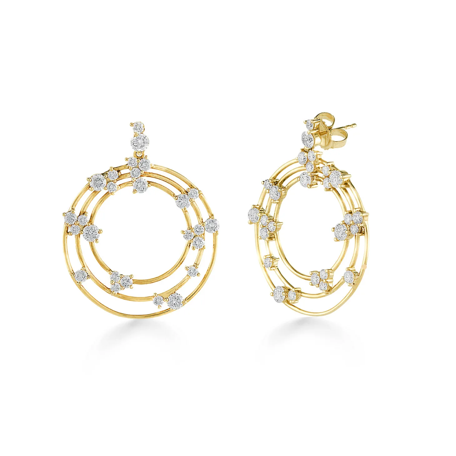 Gold & Diamond Cocktail Wire Statement Earrings