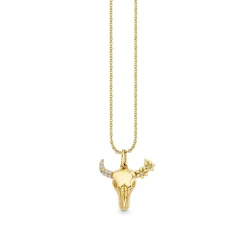 Gold & Diamond Cow Skull Charm