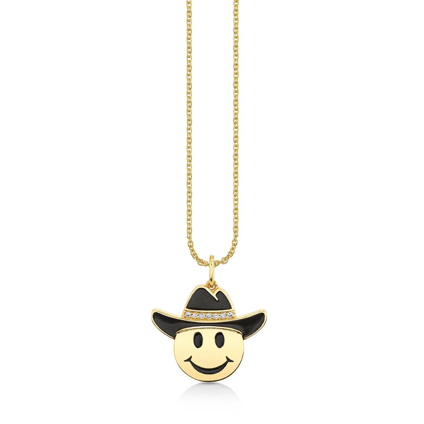 Gold & Diamond Cowboy Happy Face Charm