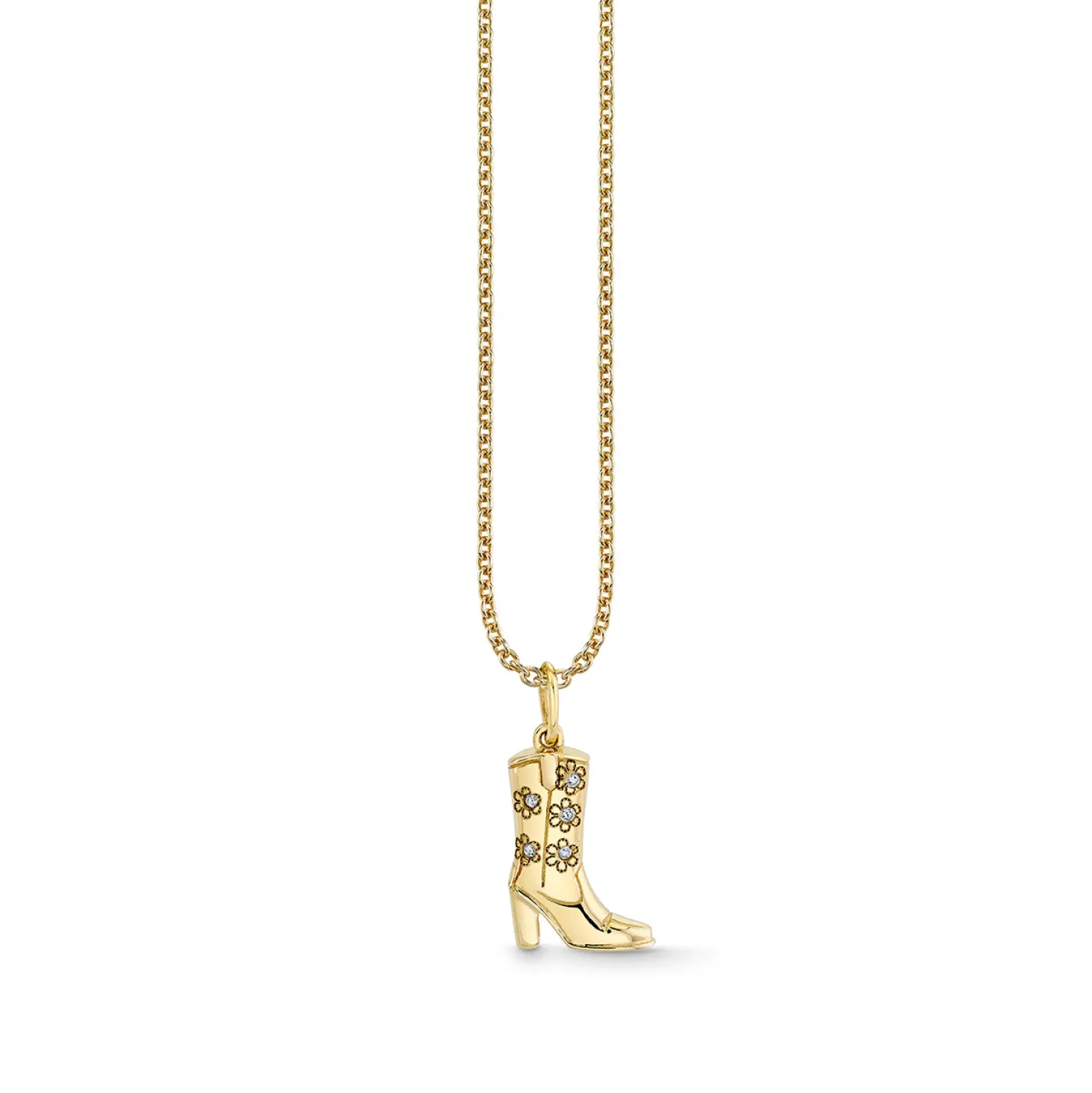 Gold & Diamond Cowgirl Boot Charm