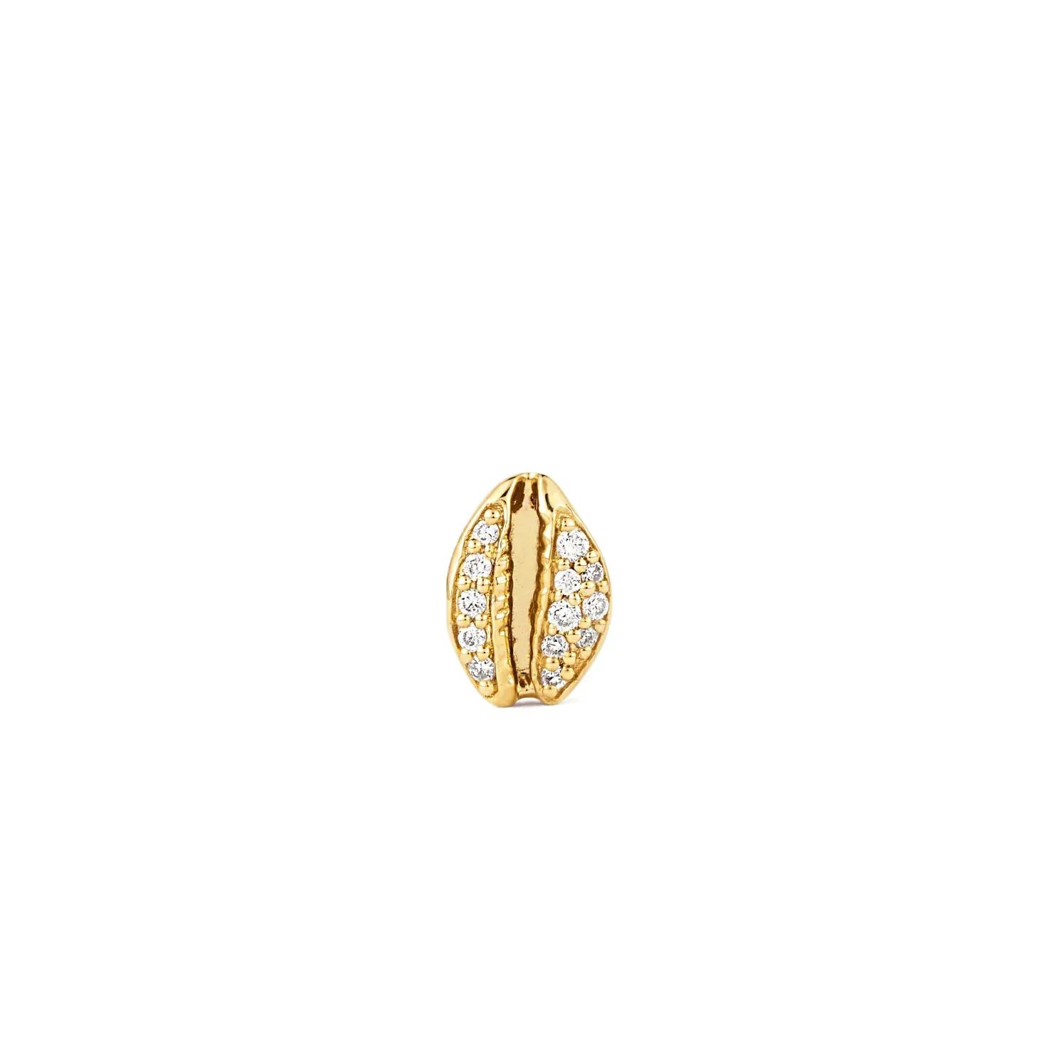 Gold & Diamond Cowrie Shell Stud