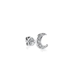 Gold & Diamond Crescent Moon Stud