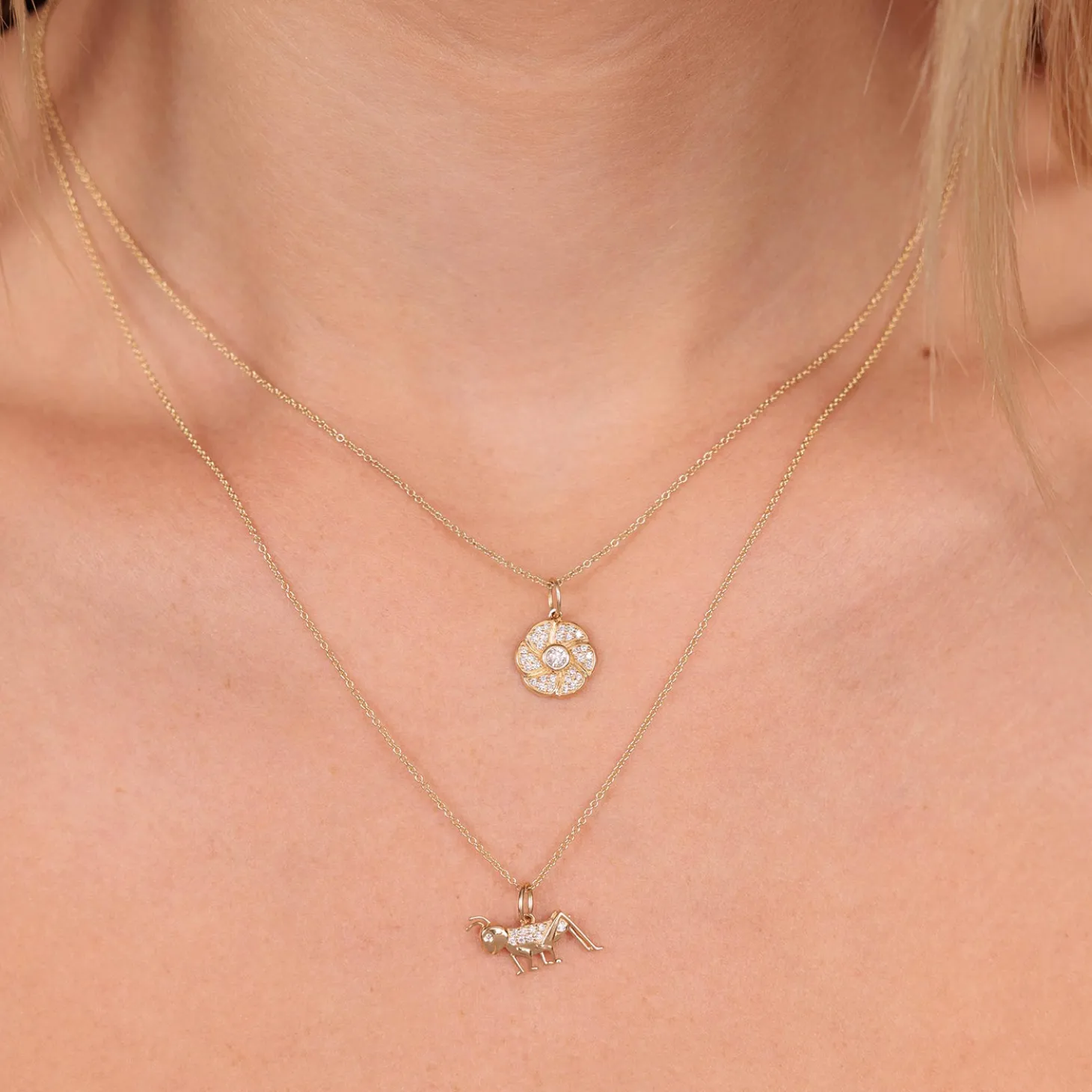 Gold & Diamond Cricket Charm