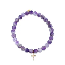 Gold & Diamond Cross on Amethyst