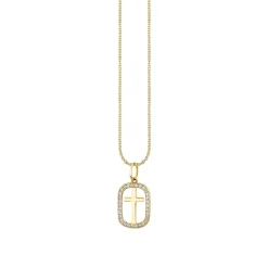 Gold & Diamond Cross Open Icon Charm