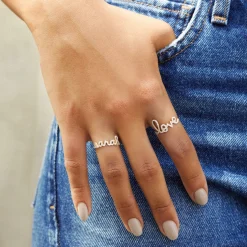 Gold & Diamond Custom Script Rings