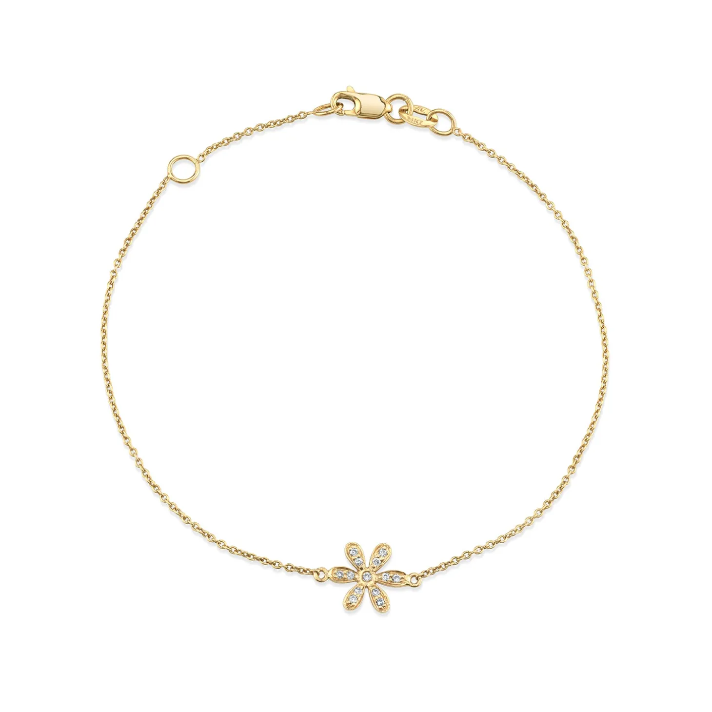 Gold & Diamond Daisy Flower Bracelet
