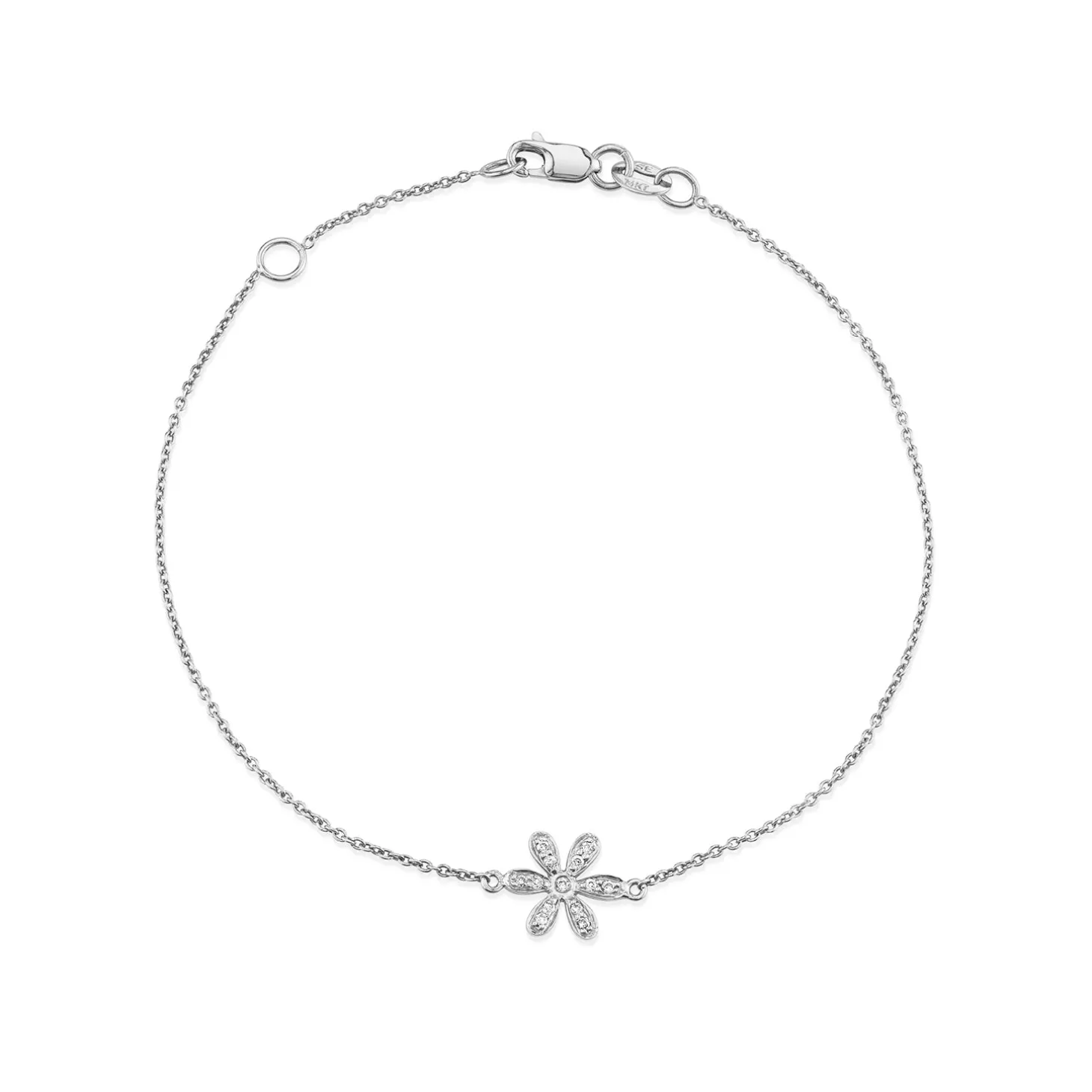 Gold & Diamond Daisy Flower Bracelet