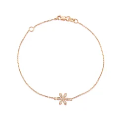 Gold & Diamond Daisy Flower Bracelet