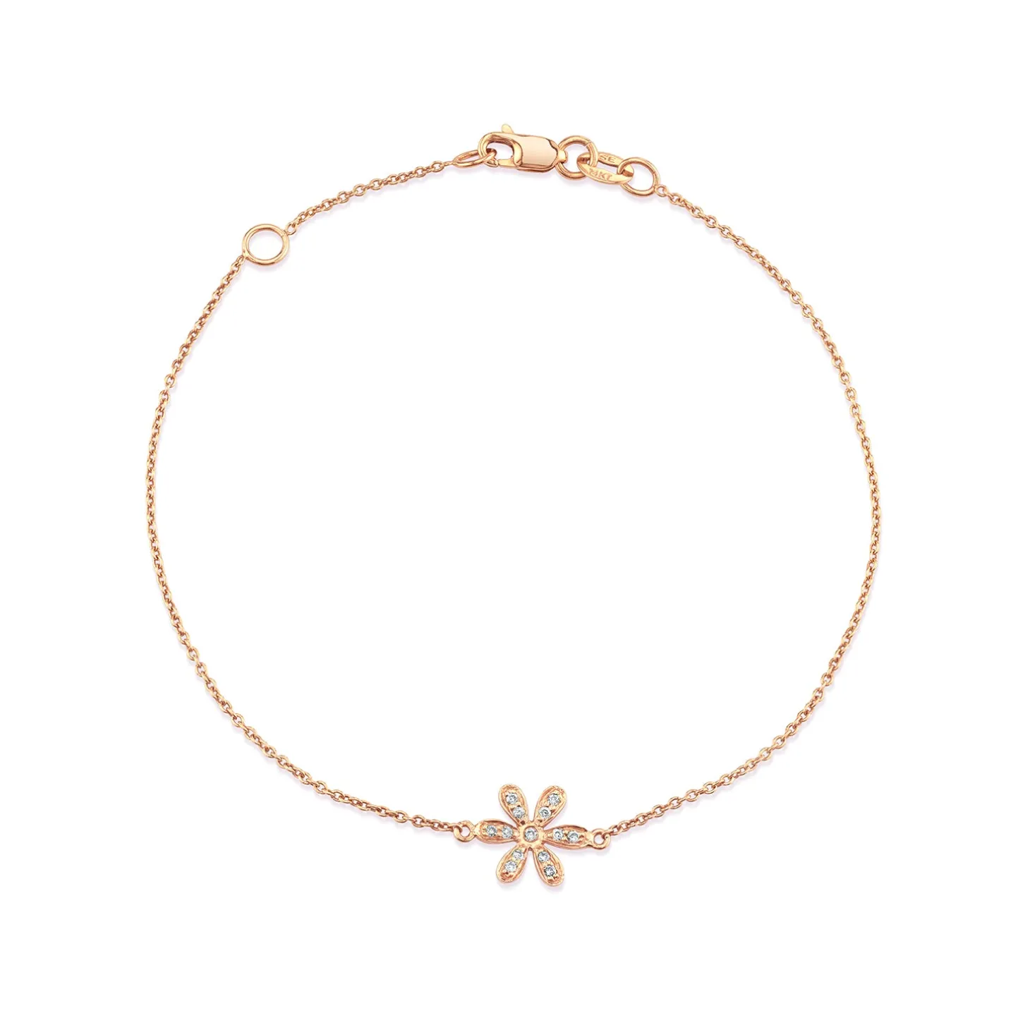 Gold & Diamond Daisy Flower Bracelet
