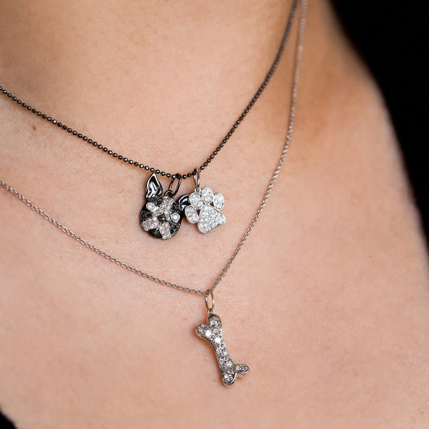 Gold & Diamond Dog Bone Charm