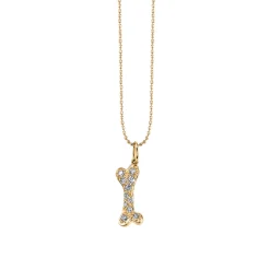 Gold & Diamond Dog Bone Charm