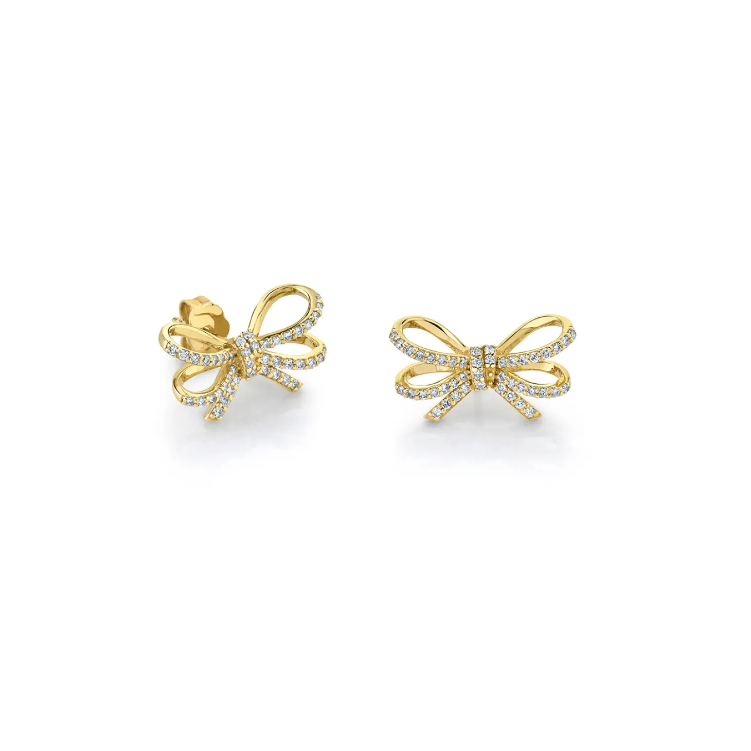 Gold & Diamond Double Bow Stud