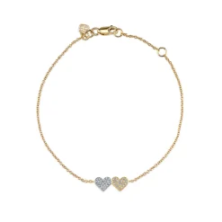Gold & Diamond Double Heart Bracelet