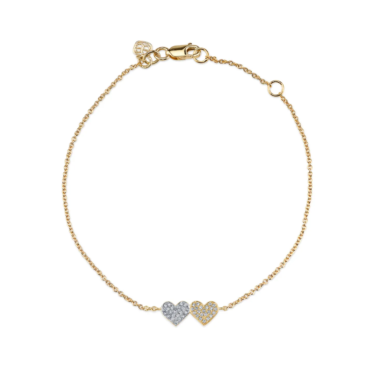 Gold & Diamond Double Heart Bracelet