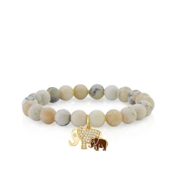 Gold & Diamond Elephant Family on African Opal