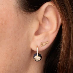Gold & Diamond Elephant Sapphire Earrings
