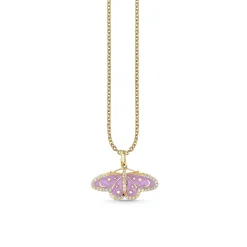 Gold & Diamond Enamel Celestial Moth Charm