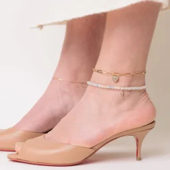 Gold & Diamond Enamel Fringe Multi Morganite Anklet