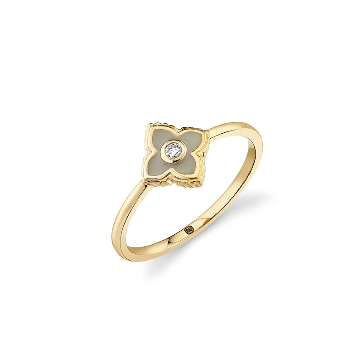 Gold & Diamond Enamel Moroccan Flower Ring