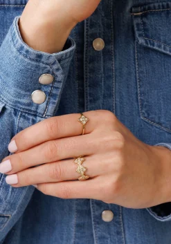 Gold & Diamond Enamel Moroccan Flower Ring