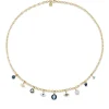 Gold & Diamond Enamel Multi-Charm Necklace