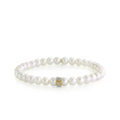 Gold & Diamond Eternity Heart Rondelle on Pearls