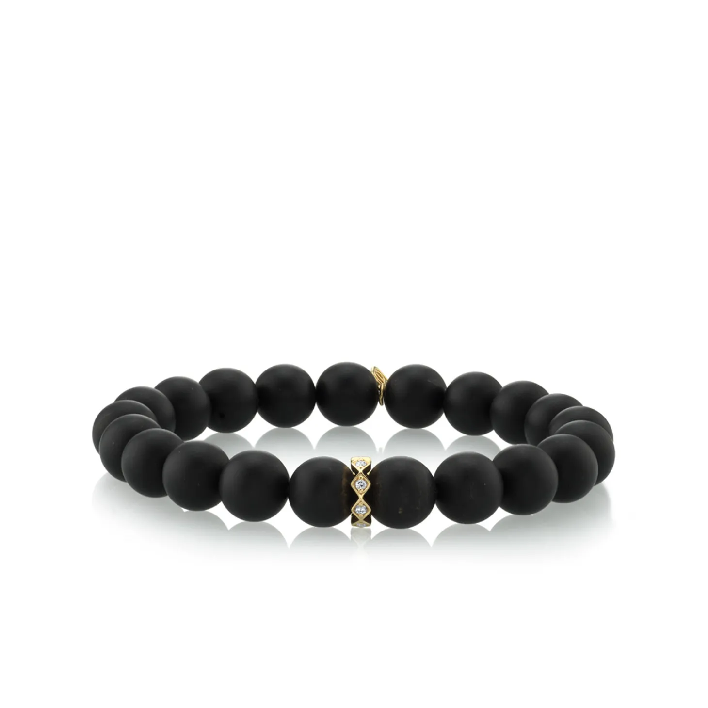 Gold & Diamond Eternity Rondelle on Matte Onyx